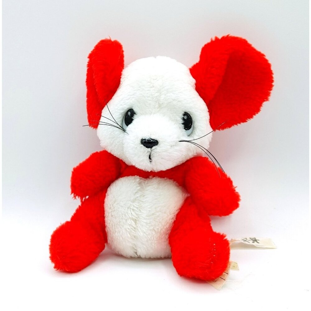 R. Dakin Vintage Mouse Plush Red & White 1978 Stuffed Toy 7"